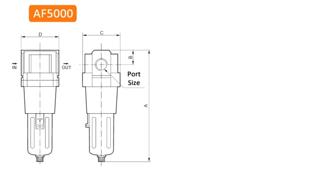 Over dimension air filter regulator AF5000