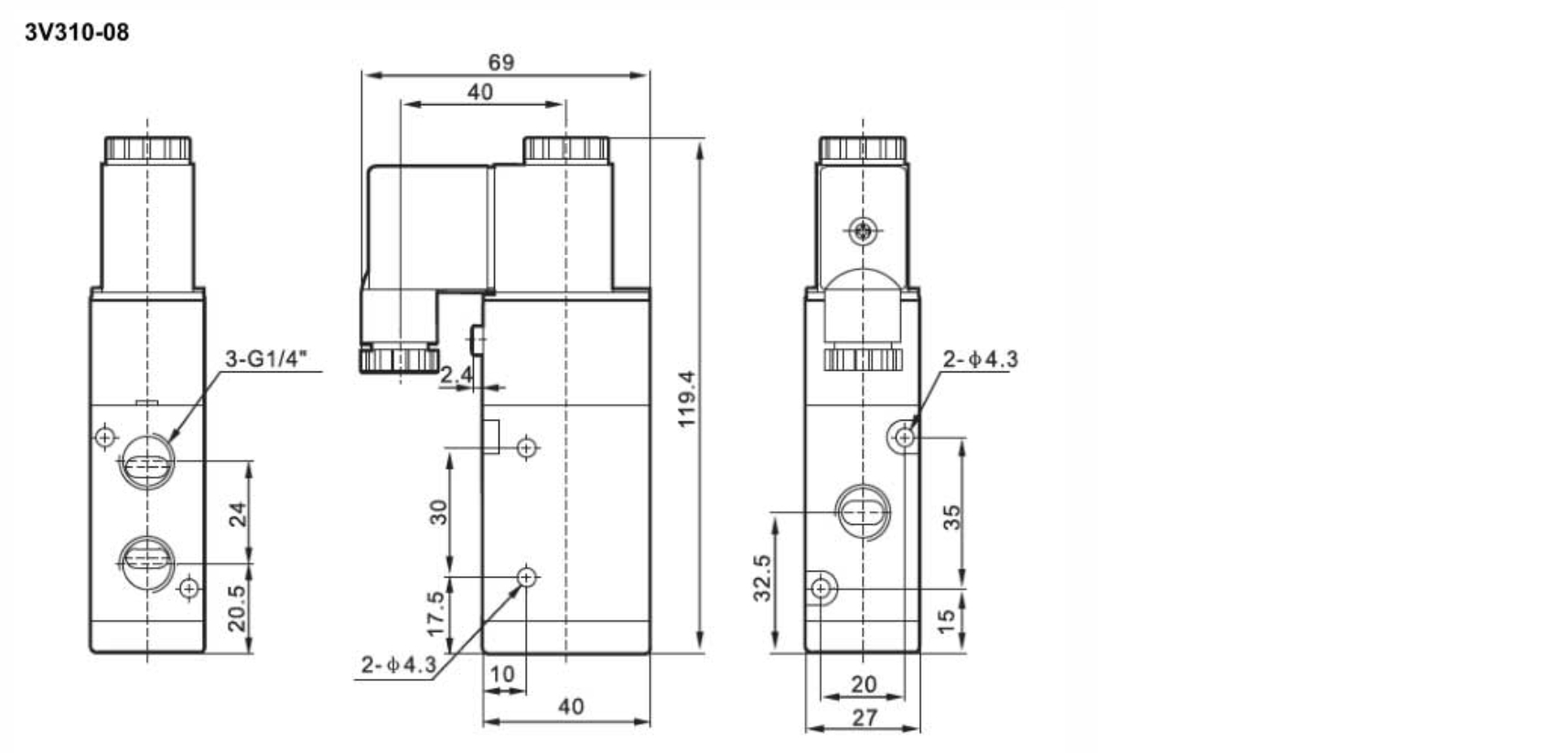 3V series 3v310-08 Solenoid Valve