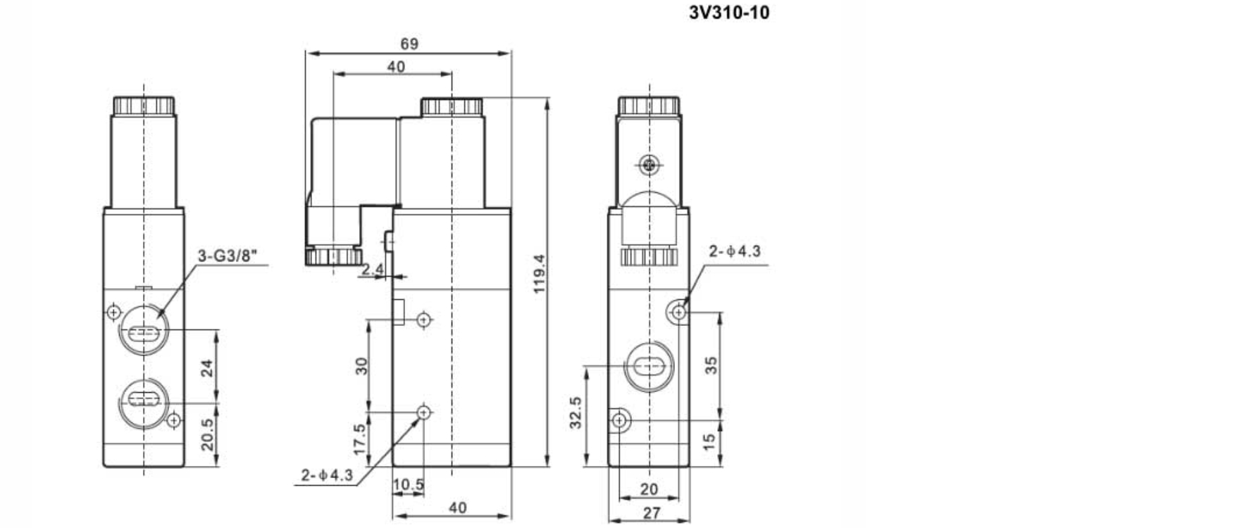 3V series 3v310-10 Solenoid Valve