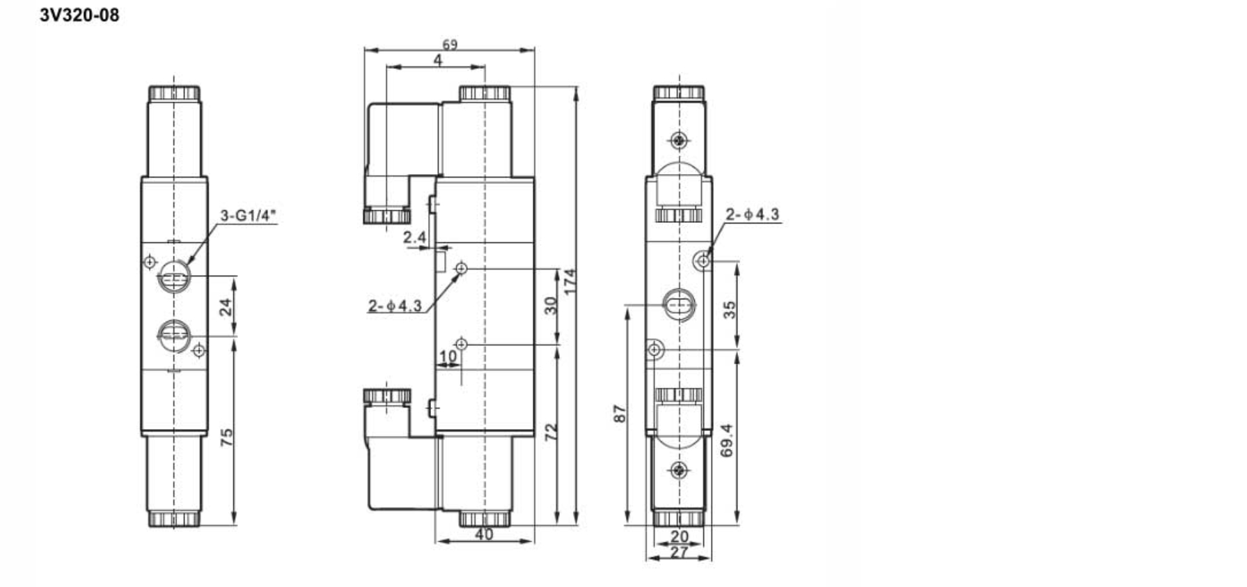 3V series 3v320-08 Solenoid Valve