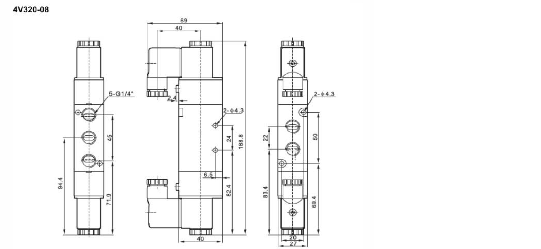 4v series 4v320-08 Solenoid Valve