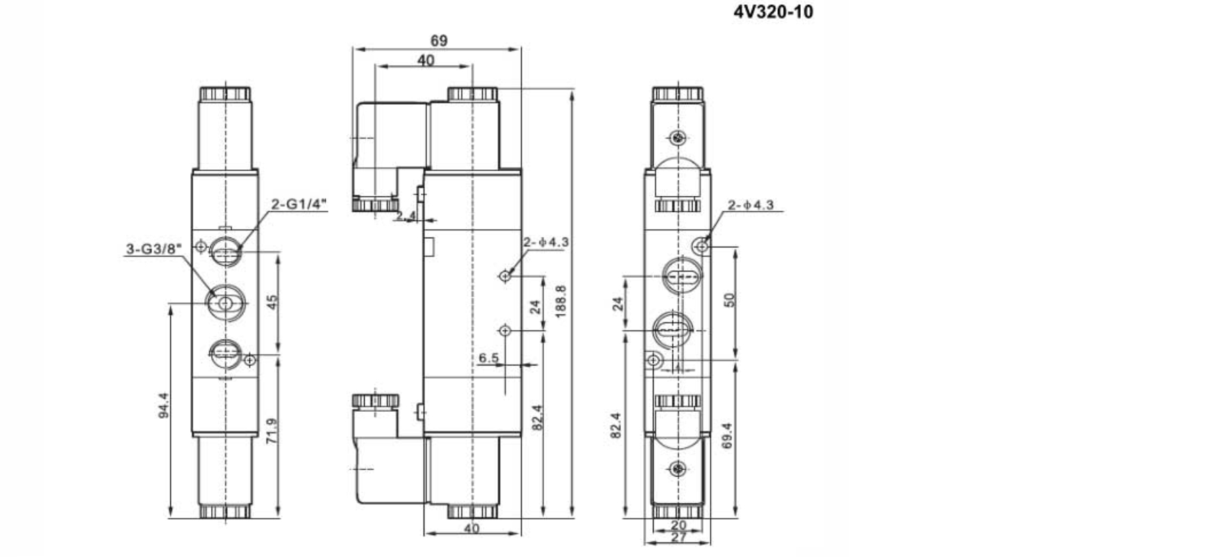 4v series 4v320-10 Solenoid Valve