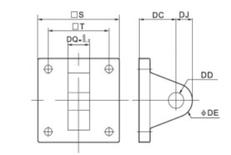 Overall Dimensions CA bracket for SC air cylinder