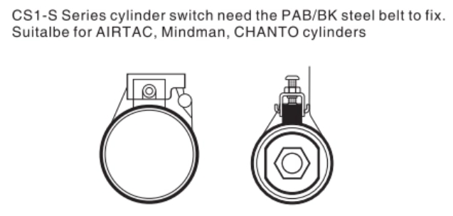 CS1-S Series cylinder switch need the PAB-BK steel belt to fix.Suitalbe for AIRTAC, Mindman, CHANTO cylinders