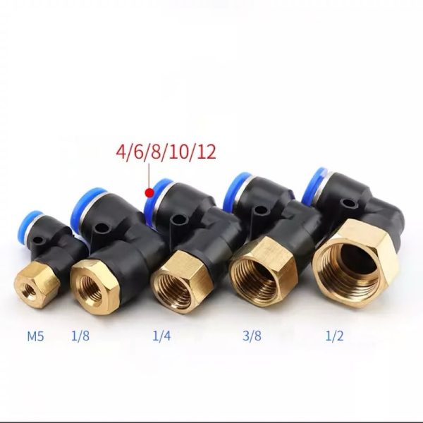 Plf Push in Fitting Female Elbow Pipe Fitting Elbow Tube Connector Thread Pneumatic Fitting Union Elbow