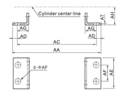 Pneumatic Air Cylinder LB Foot Bracket