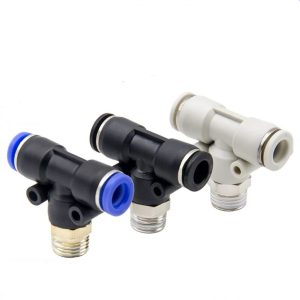 T Shape Tee Tube 3-Way Hose Copper Connector Mechanical Pneumatic Quick Fitting Air Pneumatic Fittings with White or Black Color