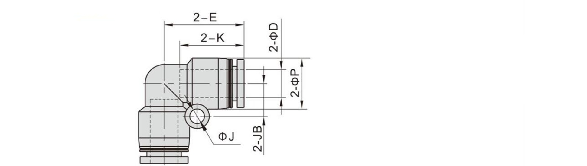 Union Elbow Pneumatic Push-In Fitting PV