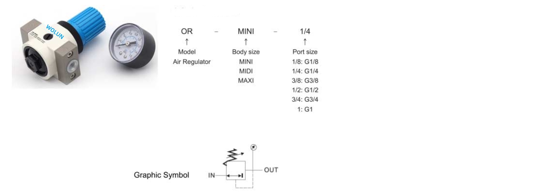 ordering code OR Series Air Regulator