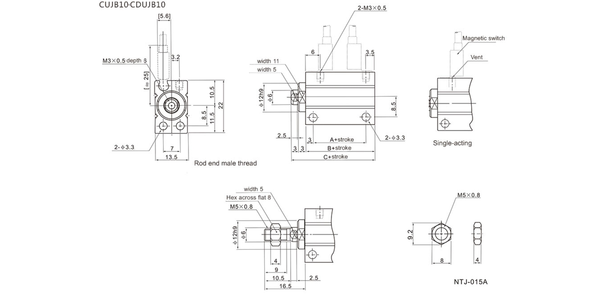 CUJB10 Mini Free Mount Cylinder