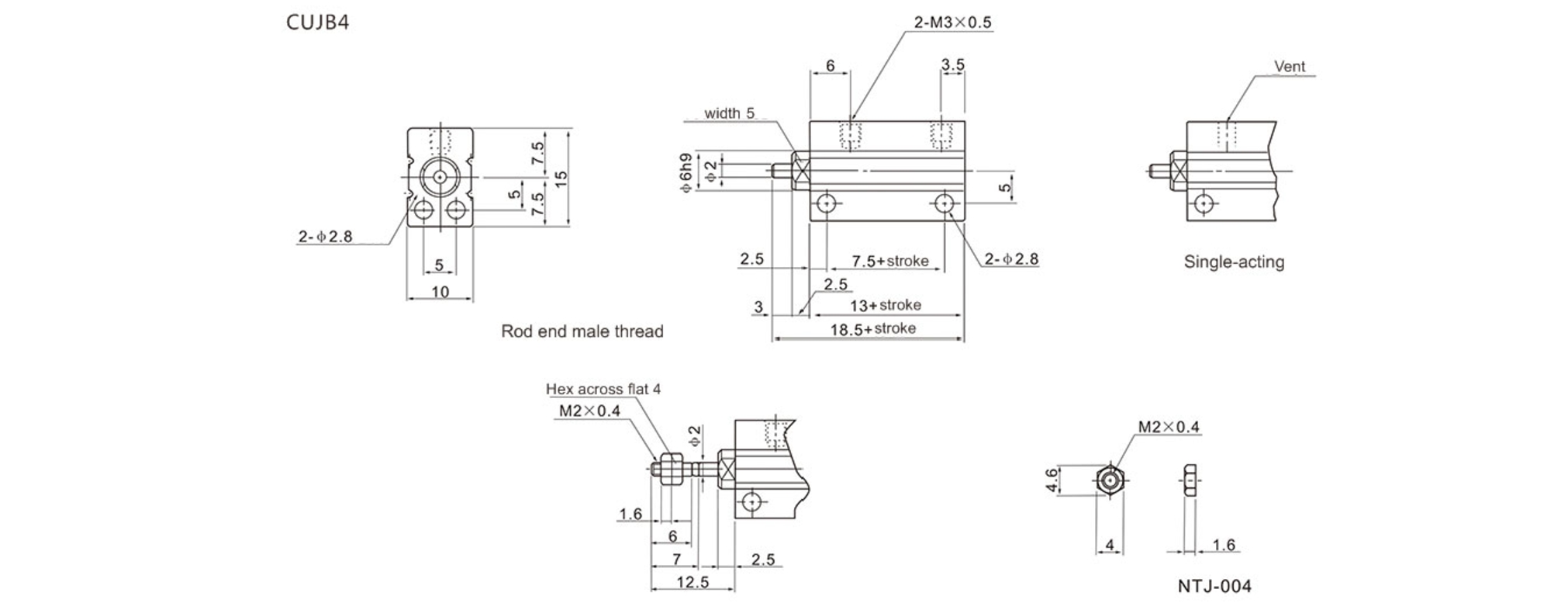 CUJB4 Mini Free Mount Cylinder