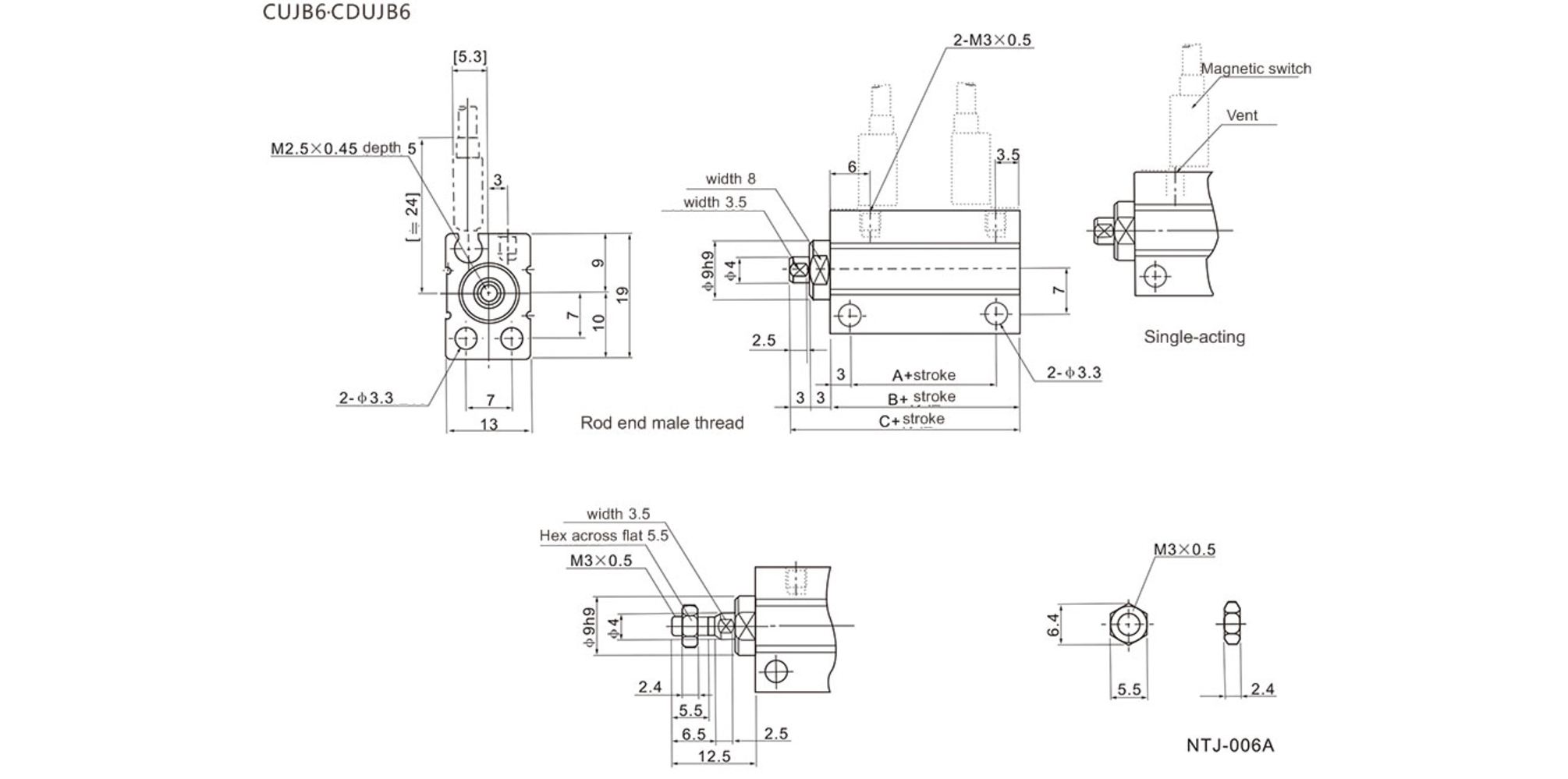 CUJB6 Mini Free Mount Cylinder