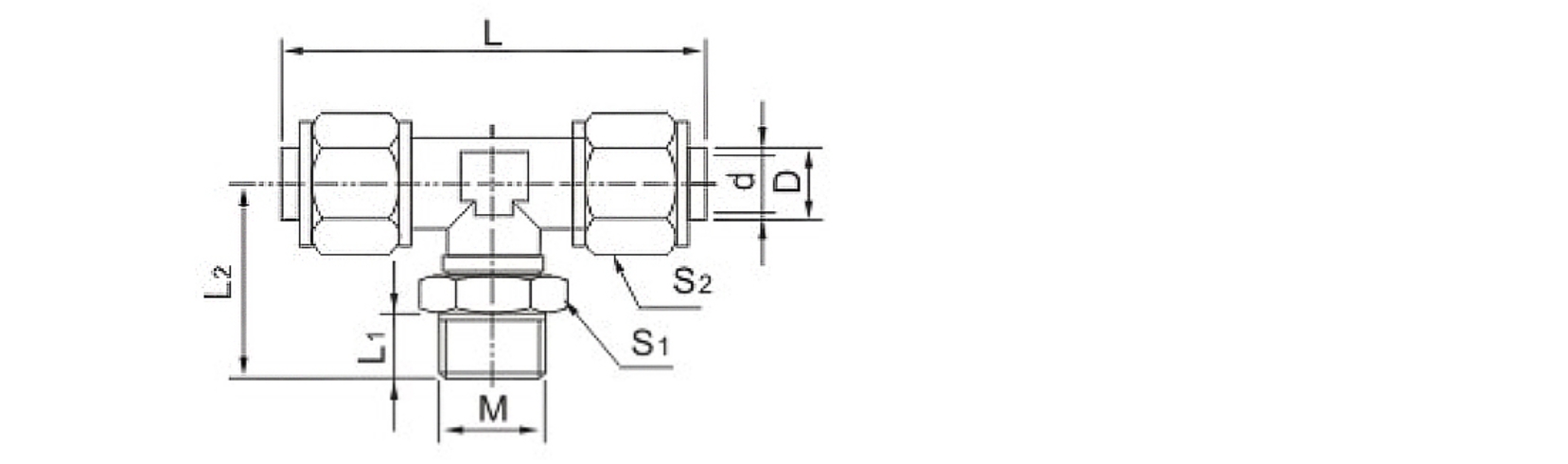 KLB series high quality three joint t type tube fitting pneumatic brass pipe fitting