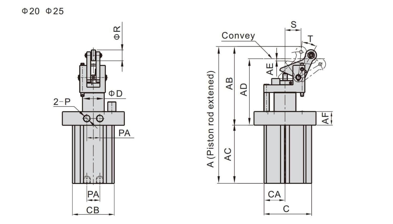 TWH-L(F),TDH-L(F),TTH-L(F) Stopper Cylinder