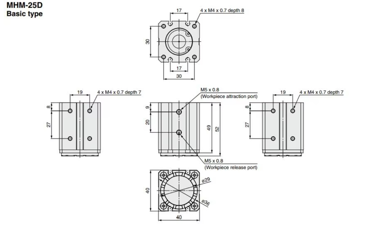 MHM-25D Basic type of SMC Type magnet gripper cylinders MHM series