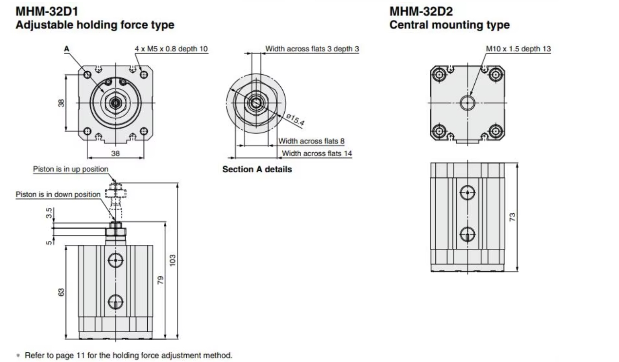 MHM-32D1 Adjustable holding force type of SMC Type magnet gripper cylinders MHM series