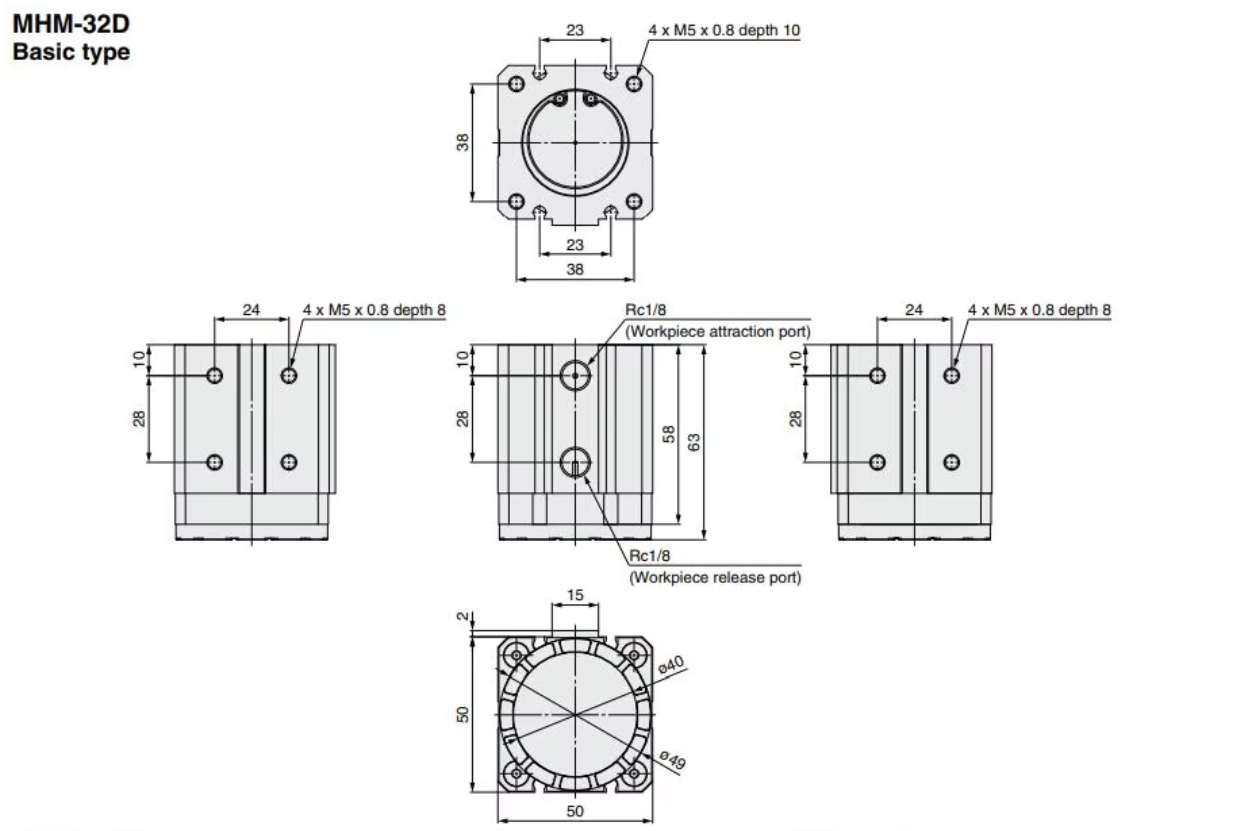 MHM-32D Basic type of SMC Type magnet gripper cylinders MHM series