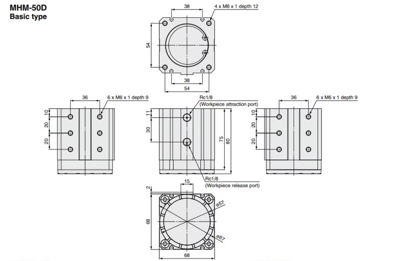 MHM-50D Basic type of SMC Type magnet gripper cylinders MHM series