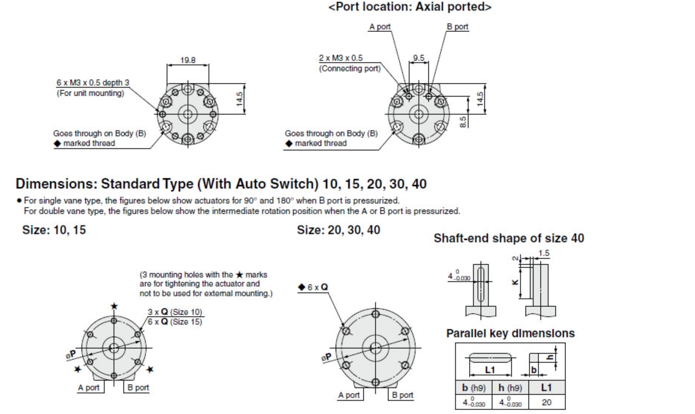 Order code of CRB2BW CDRB2BW Pneumatic Rotary Actuator Rotary Cylinder4